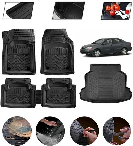 Toyota Corolla 2007-2013 Uyumlu Paspas Araca Özel Bagaj Havuzu MBS Siyah ürün görseli 1