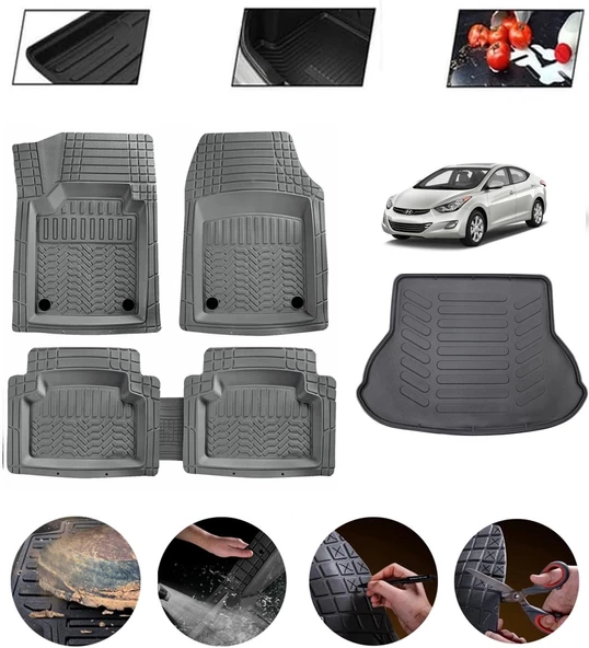 Hyundai Elantra 2011-2015 Uyumlu Paspas Araca Özel Bagaj Havuzu MBS Gri ürün görseli 1