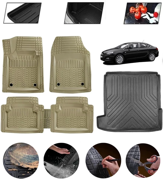 Opel Astra J Sedan 2012 Sonrası  Uyumlu Paspas Araca Özel Bagaj Havuzu MBS Bej ürün görseli 1