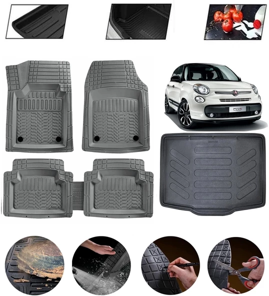 Fiat 500L Uyumlu Paspas Araca Özel Bagaj Havuzu MBS Gri ürün görseli 1