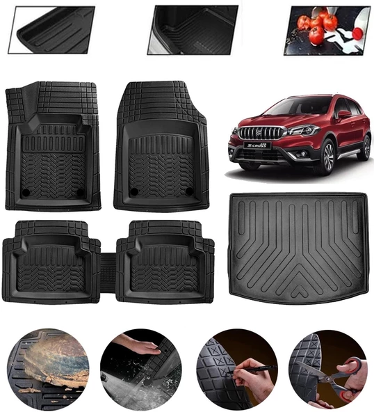 Suzuki SX4 S-Cross 2021-2026 Uyumlu Paspas Araca Özel Bagaj Havuzu MBS Siyah ürün görseli 1