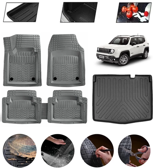 Jeep Renegade 2015 Sonrası Alt Uyumlu Paspas Araca Özel Bagaj Havuzu MBS Gri ürün görseli 1