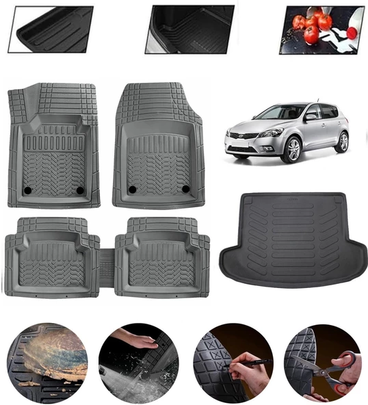 Kia Ceed 2006-2012 Hatchback Uyumlu Paspas Araca Özel Bagaj Havuzu MBS Gri ürün görseli 1