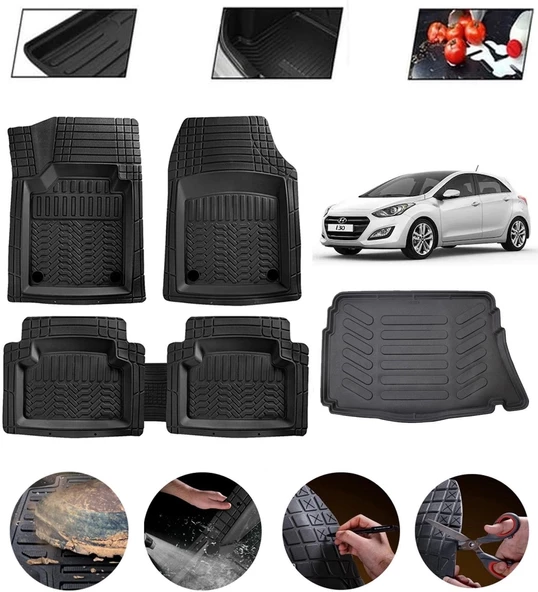 Hyundai i30 2012-2016 Uyumlu Paspas Araca Özel Bagaj Havuzu MBS Siyah ürün görseli 1