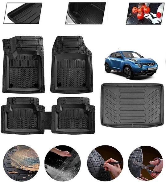 Nissan Juke 2016-2020  Alt Uyumlu Paspas Araca Özel Bagaj Havuzu MBS Siyah ürün görseli 1