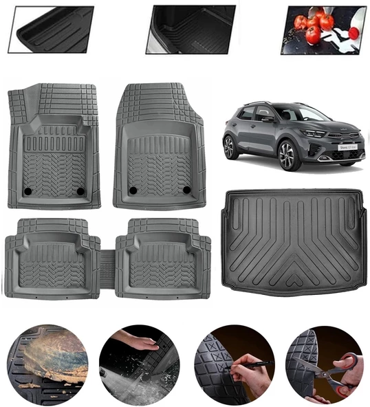 Kia Stonic 2018-2021 Uyumlu Paspas Araca Özel Bagaj Havuzu MBS Gri ürün görseli 1