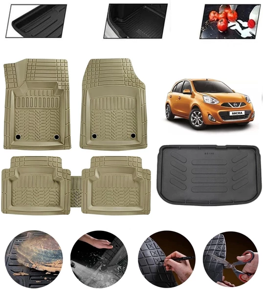 Nissan Micra 2016-2019 Uyumlu Paspas Araca Özel Bagaj Havuzu MBS Bej ürün görseli 1