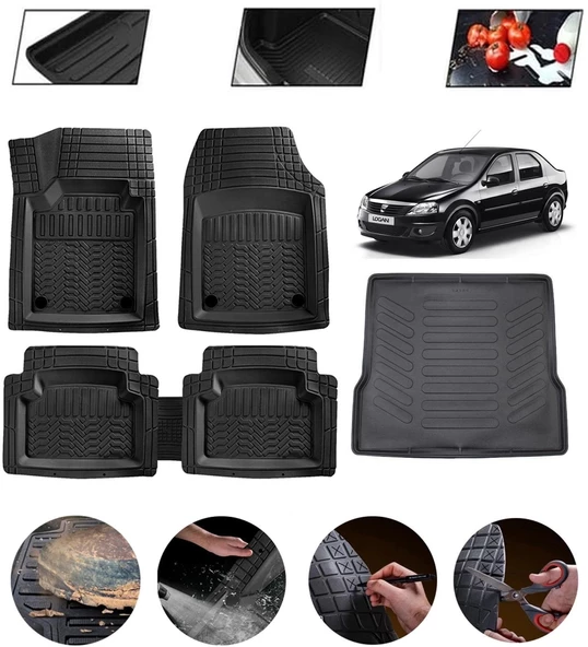 Dacia Logan 2004-2012 Uyumlu Paspas Araca Özel Bagaj Havuzu MBS Siyah