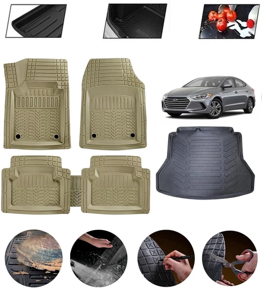 Hyundai Elantra 2015-2020 Uyumlu Paspas Araca Özel Bagaj Havuzu MBS Bej ürün görseli 1