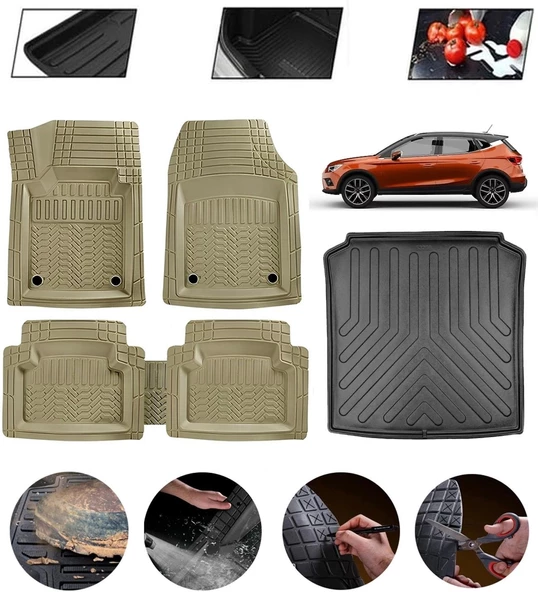 Seat Cordoba 2002-2008 Uyumlu Paspas Araca Özel Bagaj Havuzu MBS Bej ürün görseli 1