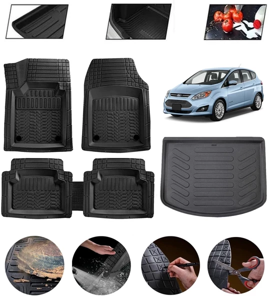 Ford C-Max 2003-2010 Uyumlu Paspas Araca Özel Bagaj Havuzu MBS Siyah ürün görseli 1