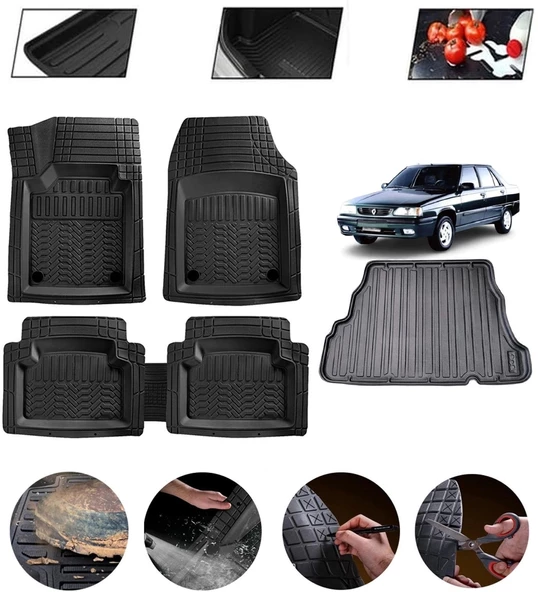 Renault 9 Uyumlu Paspas Araca Özel Bagaj Havuzu MBS Siyah ürün görseli 1