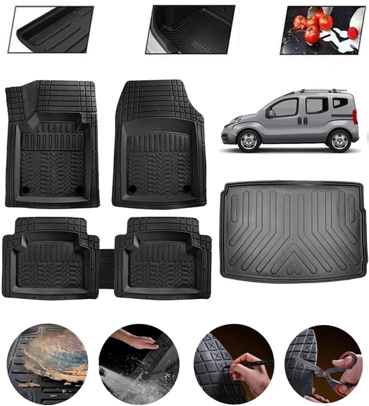 Fiat Fiorino 2007-2017 Uyumlu Paspas Araca Özel Bagaj Havuzu MBS Siyah ürün görseli 1