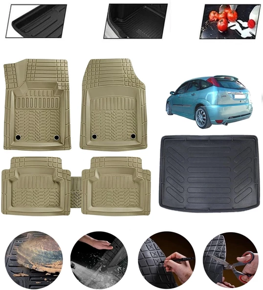 Ford Focus 1 Sedan Uyumlu Paspas Araca Özel Bagaj Havuzu MBS Bej ürün görseli 1