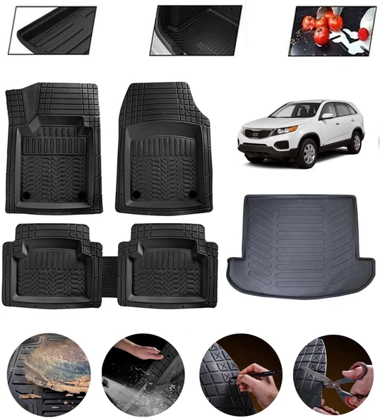 Kia Sorento 2006-2012 Uyumlu Paspas Araca Özel Bagaj Havuzu MBS Siyah ürün görseli 1