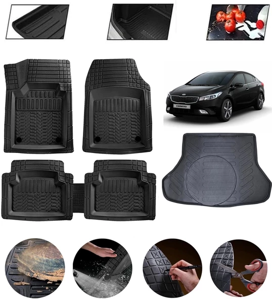 Kia Cerato 2016-2022 Uyumlu Paspas Araca Özel Bagaj Havuzu MBS Siyah ürün görseli 1