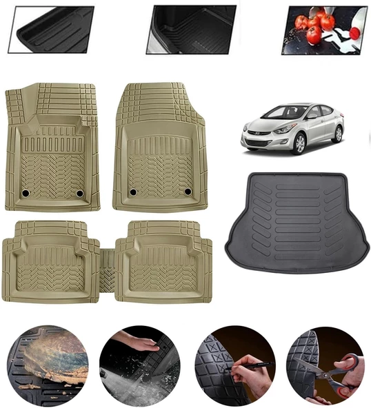 Hyundai Elantra 2011-2015 Uyumlu Paspas Araca Özel Bagaj Havuzu MBS Bej ürün görseli 1