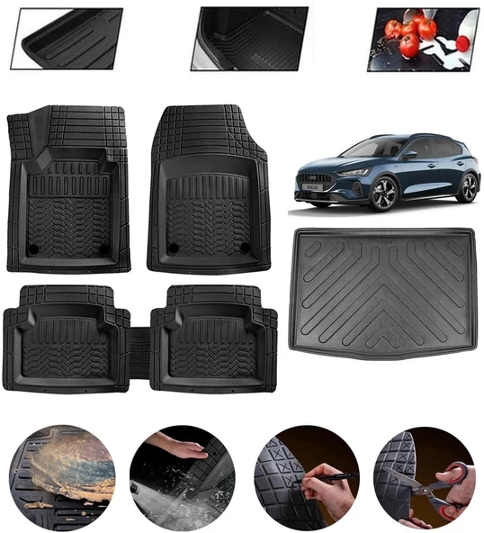 Ford Focus 5 Station Wagon Alt Uyumlu Paspas Araca Özel Bagaj Havuzu MBS Siyah ürün görseli 1