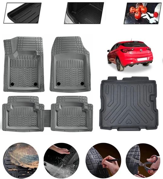 Opel Astra K  2020 Sonrası Tamir Kitli Uyumlu Paspas Araca Özel Bagaj Havuzu MBS Gri ürün görseli 1