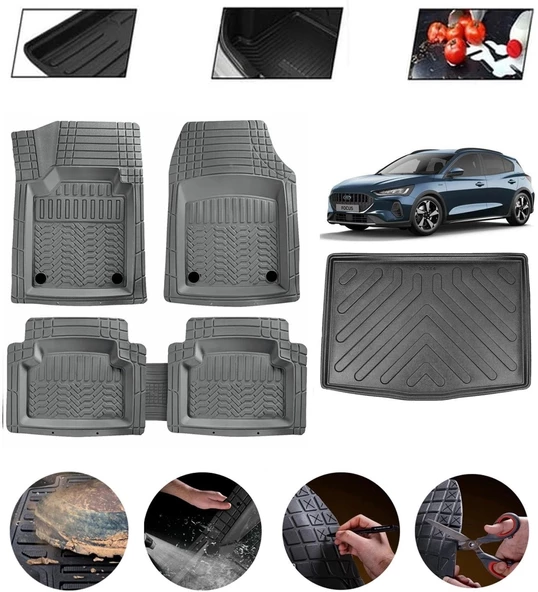 Ford Focus 5 Station Wagon Alt Uyumlu Paspas Araca Özel Bagaj Havuzu MBS Gri