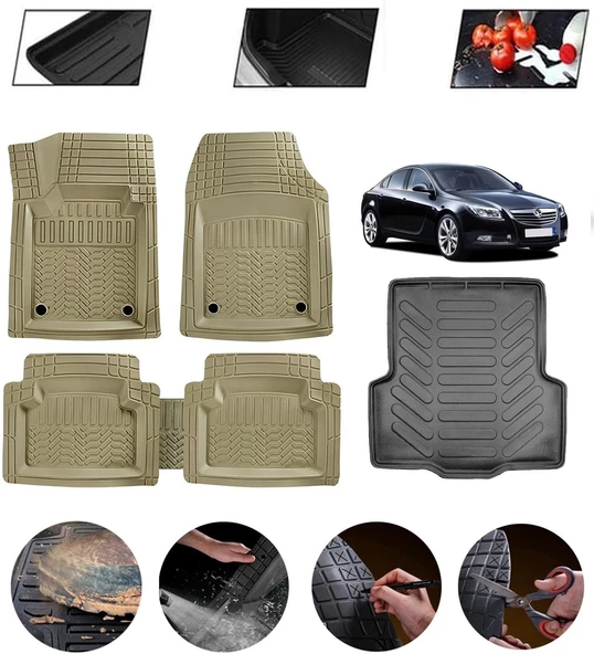 Opel Insignia 2017-2025 Uyumlu Paspas Araca Özel Bagaj Havuzu MBS Bej ürün görseli 1