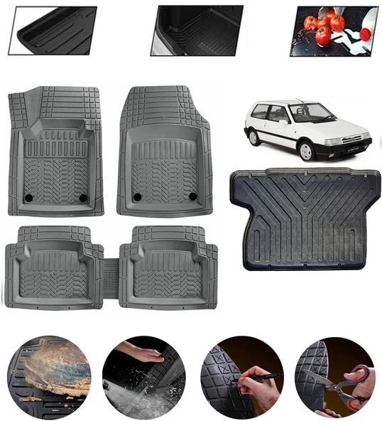 Fiat Uno Uyumlu Paspas Araca Özel Bagaj Havuzu MBS Gri ürün görseli 1