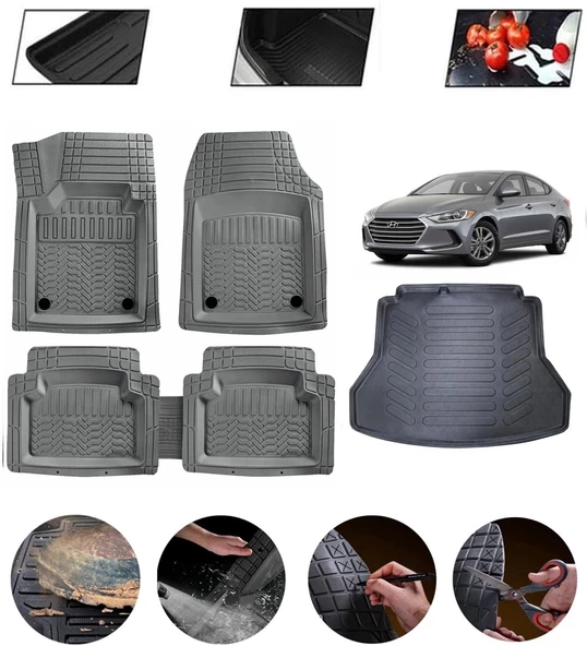 Hyundai Elantra 2015-2020 Uyumlu Paspas Araca Özel Bagaj Havuzu MBS Gri ürün görseli 1