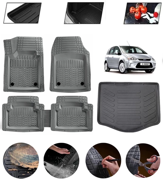 Ford C-Max Uyumlu Paspas Araca Özel Bagaj Havuzu MBS Gri ürün görseli 1