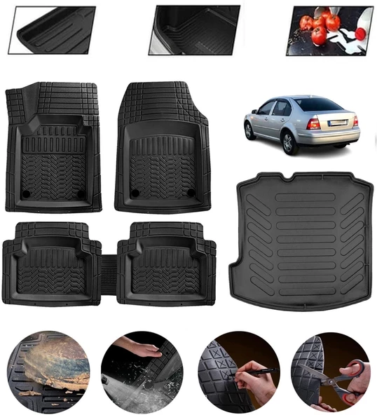 Volkswagen Bora 1999-2006 Uyumlu Paspas Araca Özel Bagaj Havuzu MBS Siyah ürün görseli 1