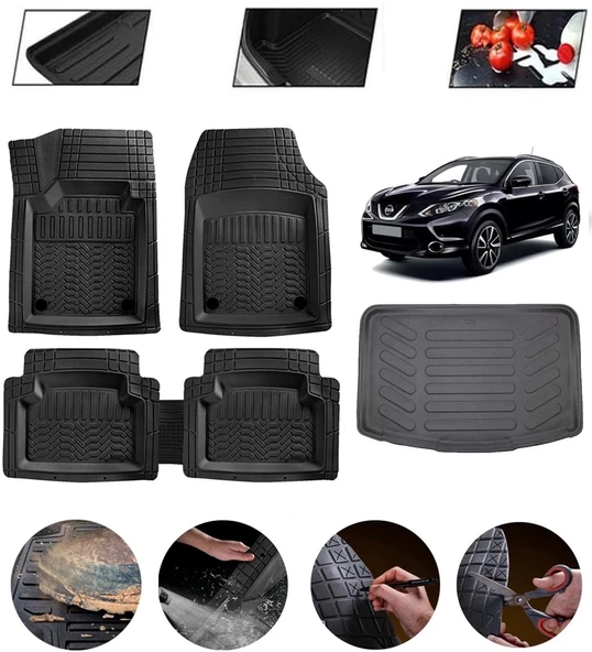 Nissan Qashqai 2013-2021 Visia Uyumlu Paspas Araca Özel Bagaj Havuzu MBS Siyah ürün görseli 1