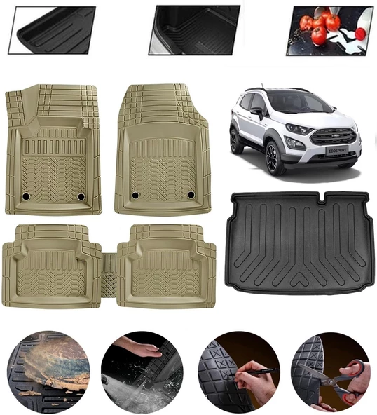 Ford Ecosport Uyumlu Paspas Araca Özel Bagaj Havuzu MBS Bej ürün görseli 1