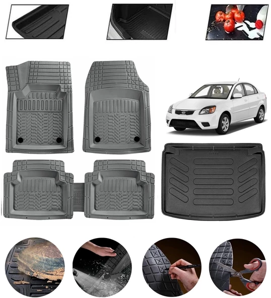Kia Rio 2005-2011 Uyumlu Paspas Araca Özel Bagaj Havuzu MBS Gri ürün görseli 1