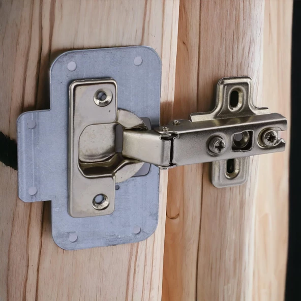 Mobilya Dolap Kapak Metal Tamir Saç Hanaks Mobilya Dolap Kapak Menteşesi Düz Tas Menteşe Set 8'li - Resim 8