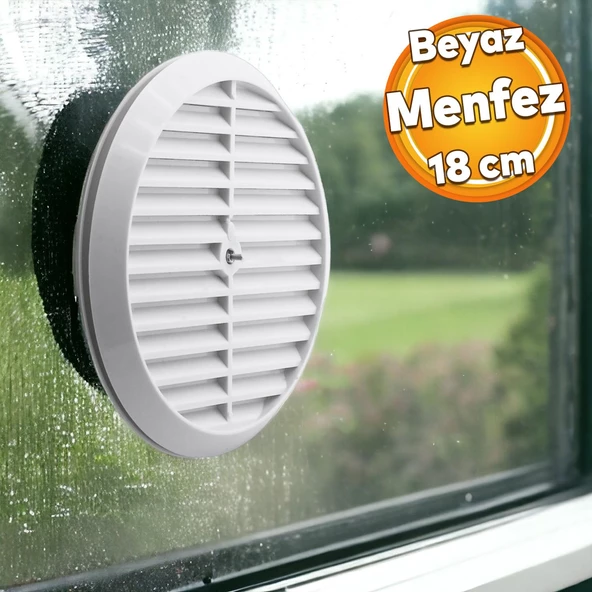 Doğalgaz Havalandırma Yuvarlak Mutfak Cam Menfezi Beyaz 18 cm Hava Akış Kanalı Güvenlik Gaz Kaçağı