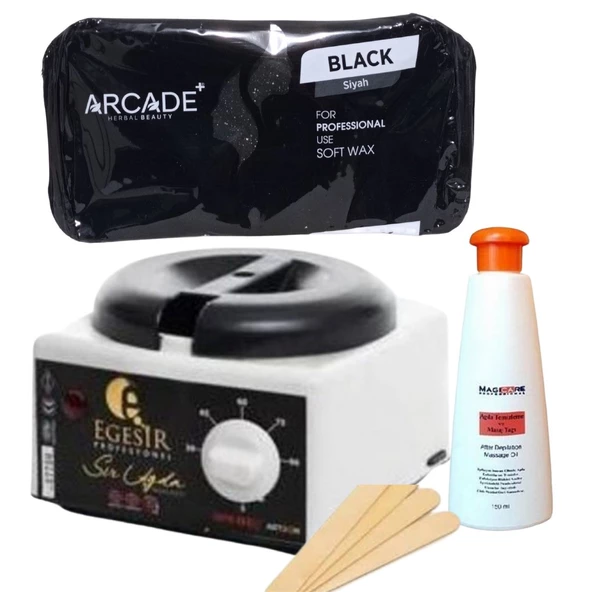 Arcade Siyah Kalıp Sir Ağda Ege Sir  Ağda Isıtıcı Ağda Makinası Profesyonel Ağda Seti