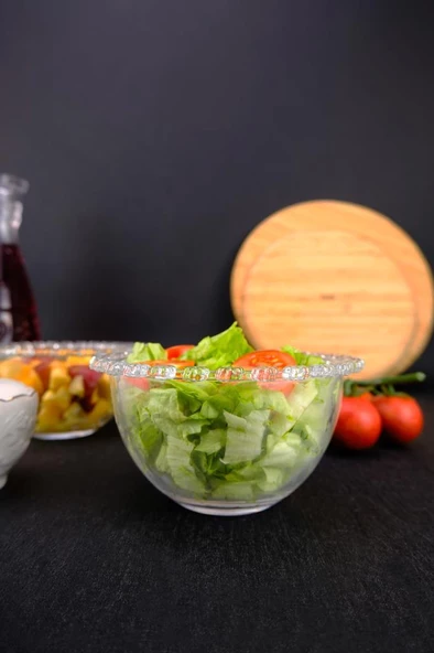 Digithome Papatya Boncuklu 2’li Yuvarlak Cam Çerezlik Lokumluk Salata Servis Kase Seti 14 Cm – SUR-06 C320.049 - 3