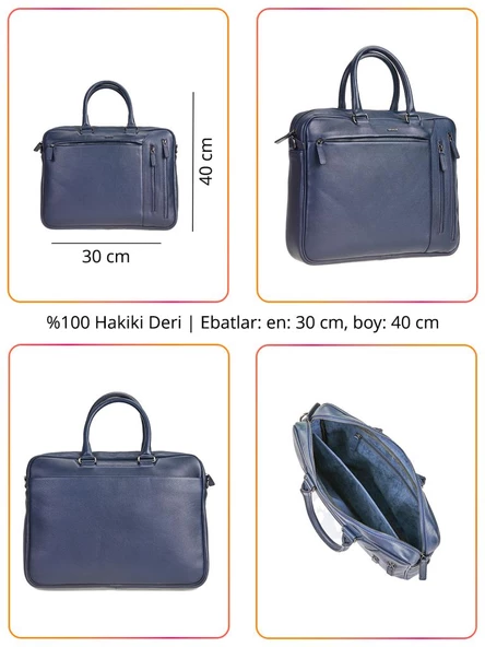 Grande Erkek Hakiki Deri Evrak Çantası Siyah  6883 - 2