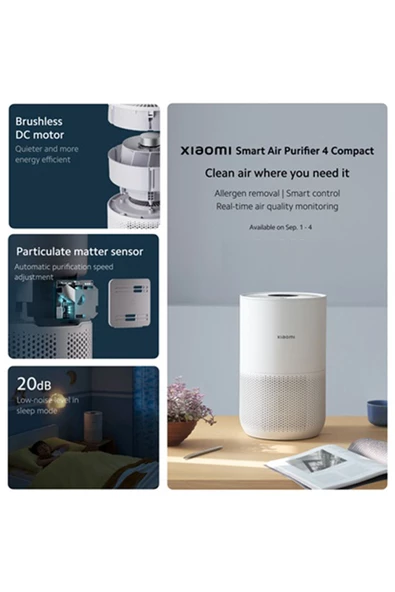 Xiaomi Smart Air Purifier 4 Compact Akıllı Hava Temizleyici - Resim 5