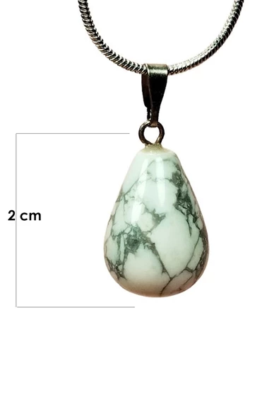 Havlit Doğal Taşı Zincirli El Yapımı Kolye Uç: 2 cm Zincir: 20 cm Kutulu - 3