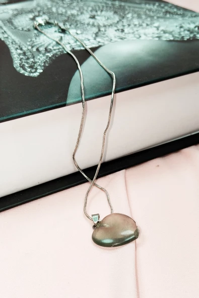 Florit Doğal Taşı Zincirli El Yapımı Kolye Uç: 2 cm Zincir: 20 cm Kutulu - 5