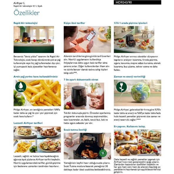 Philips HD9243/90 3000 Serisi 4,1L Large Airfryer - Resim 3