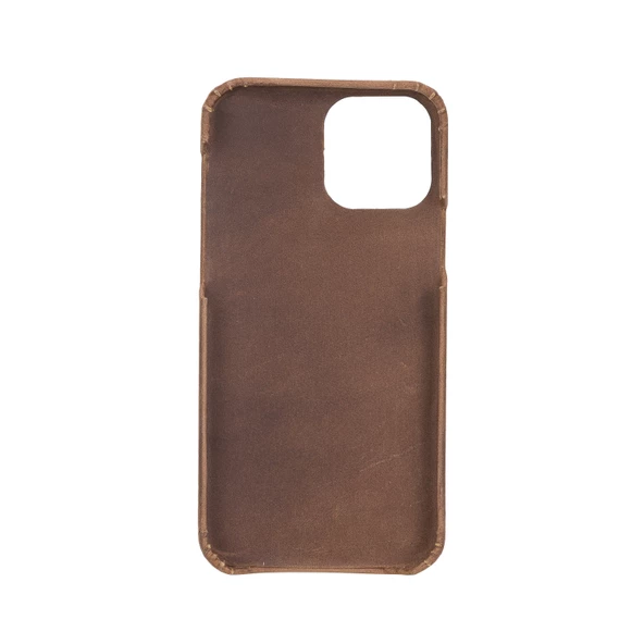 Apple iPhone 12 Pro Uyumlu Deri Arka Kapak F360 G2 Antik Kahve - 2