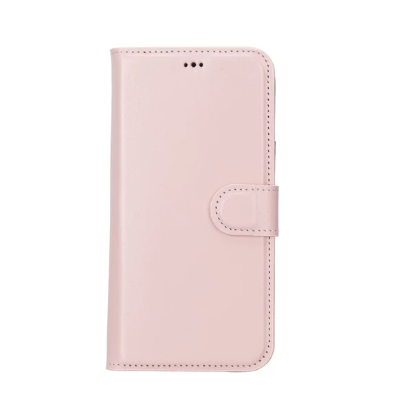 Apple iPhone 14 Plus Uyumlu Deri Cüzdanlı Kılıf MWWN NU2 Pembe - 5