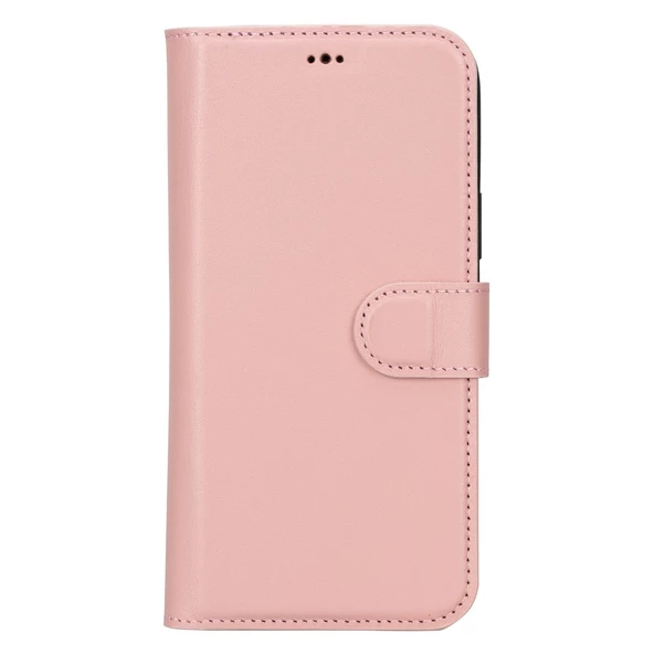 Apple iPhone 15 Plus Uyumlu Deri Cüzdanlı Kılıf MWWN NU2 Pembe - 4
