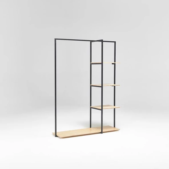 Ceket Askılığı Ahşaplı Açık Gardırop Kıyafet Dolabı - 3