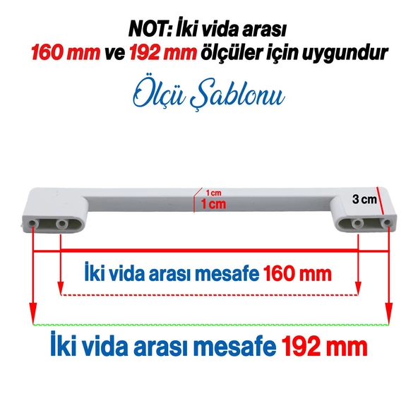 Köprü 192 Mm (SERT PLASTİK) Beyaz Mobilya Mutfak Çekmece Dolabı Dolap Kulbu Kulpu Kulpları 10 Adet - 4