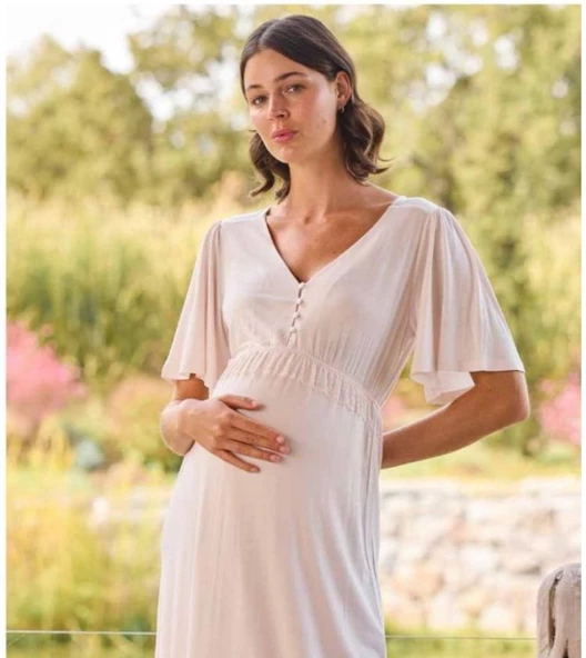 Monamise 24078 Hamile Lohusa Kısa Kol Gecelik - 6