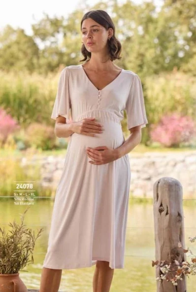 Monamise 24078 Hamile Lohusa Kısa Kol Gecelik - 3