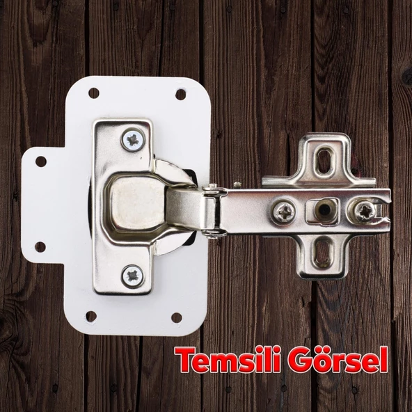 Beyaz Dolap Kapak Taş Tas Menteşe Metal Tamir Sacı 12 Adet Pratik Onarım Kiti Yuva Tablası 6,5x9 - 5