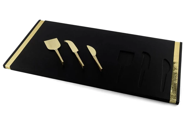 Mikasa Moor Siyah Gold 3 Parça Peynir Servis Seti 60x30cm - 2
